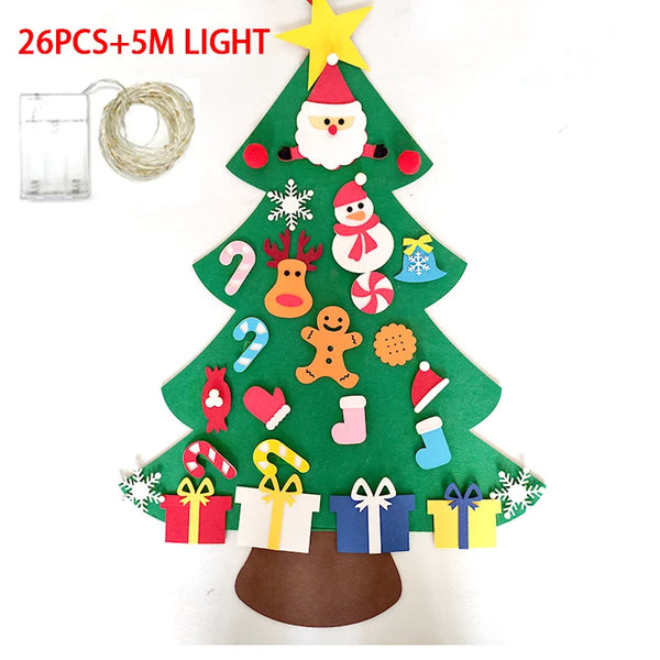 DIY Felt Christmas Tree Christmas Decoration for Home Navidad 2022 New Year Christmas Ornaments Santa Claus Xmas Kids Gifts