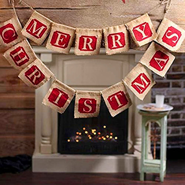 Merry Christmas Sackcloth Flag Christmas Banner Christmas Banner Decoration