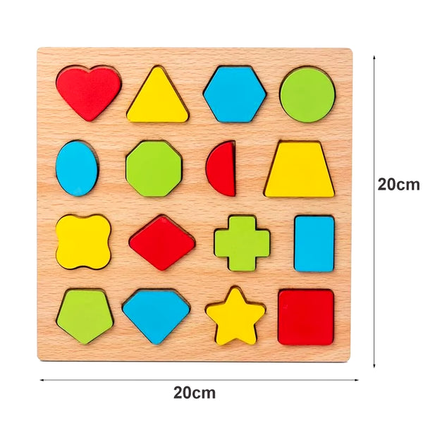 Wooden Puzzle Alphabet Number Shape Matching Board Baby Early Learning 3D Puzzle Preschool Educational Toys for Children