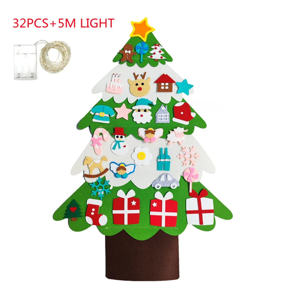 DIY Felt Christmas Tree Christmas Decoration for Home Navidad 2022 New Year Christmas Ornaments Santa Claus Xmas Kids Gifts