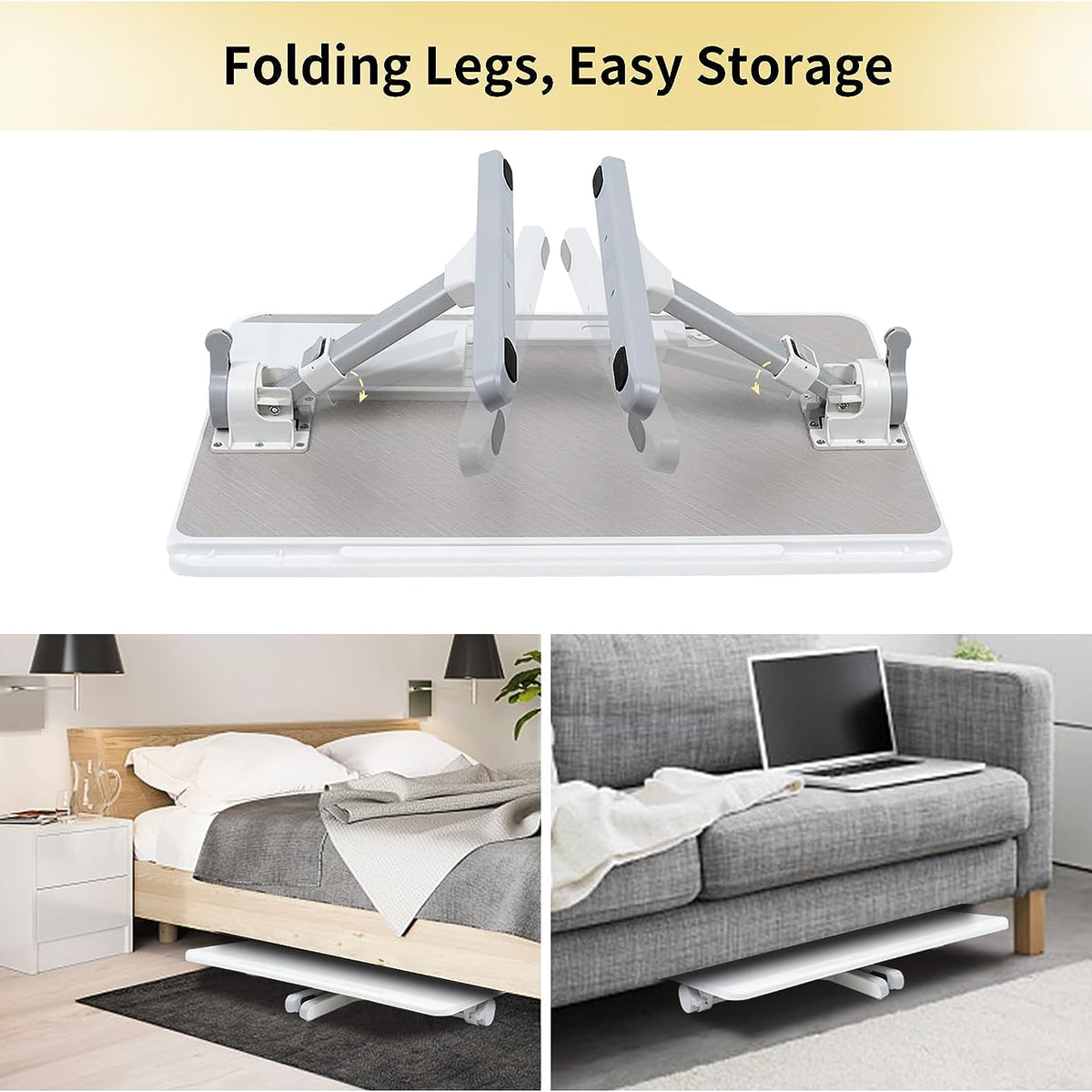 Lap Desk for Laptop, Portable Bed Table Desk, Laptop Desk with LED Light and Drawer, Adjustable Laptop Stand for Bed, Sofa, Study, Reading