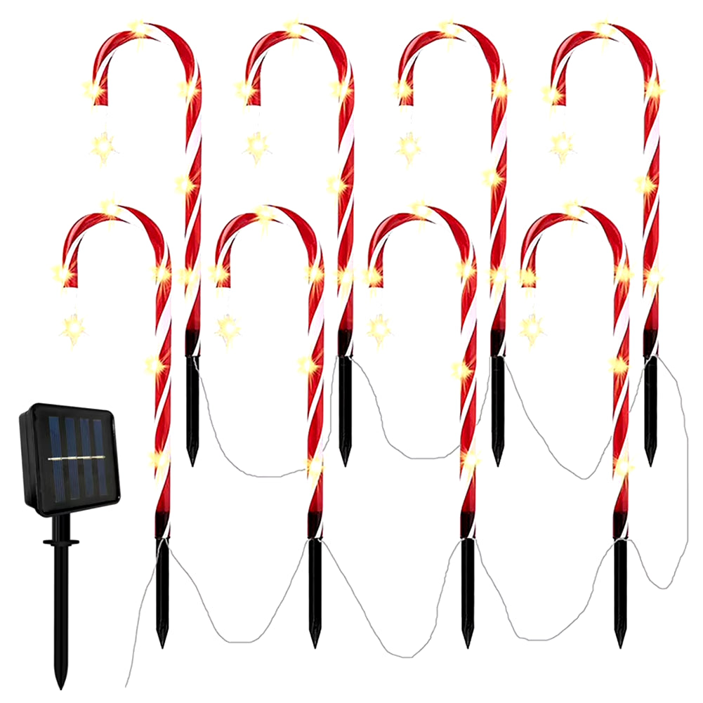 8Pcs Solar Christmas Candy Cane Light ( Outdoor Waterproof Christmas Light LED)