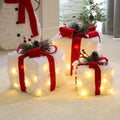 3Pcs/Set Christmas Decoration Gift Box Christmas Tree Ornaments Luminous Iron Art Home Outdoor Christmas Decorations Mall