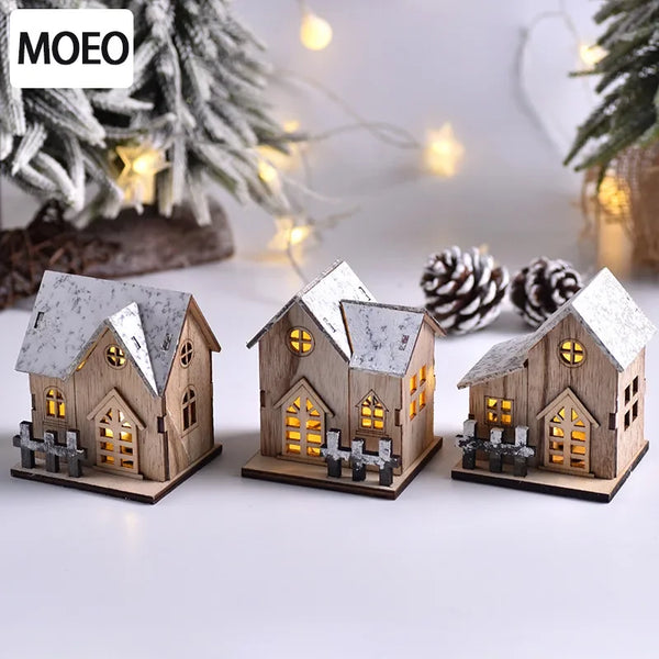 Christmas Decoration Christmas Decoration Light up Chalet LED Wooden Christmas Small House Christmas Tabletop Decoration