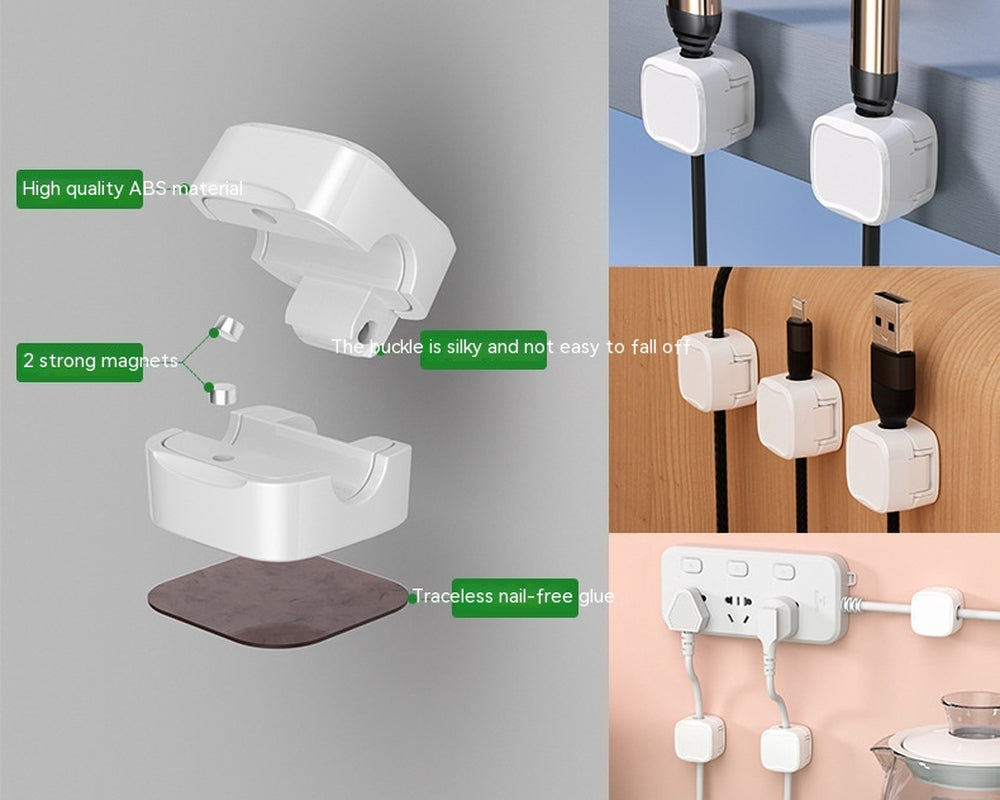 Magnetic Cable Clip under Desk Cable Management Adjustable Cord Holder Wire Organizer and Cable Management Wire Keeper