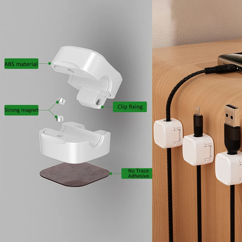 Magnetic Cable Clip under Desk Cable Management Adjustable Cord Holder Wire Organizer and Cable Management Wire Keeper