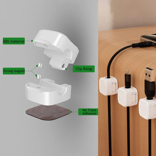 Magnetic Cable Clip under Desk Cable Management Adjustable Cord Holder Wire Organizer and Cable Management Wire Keeper