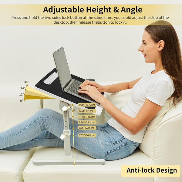 Lap Desk for Laptop with LED Light and Drawer, Adjustable Stand for Bed, Sofa, Study, Reading