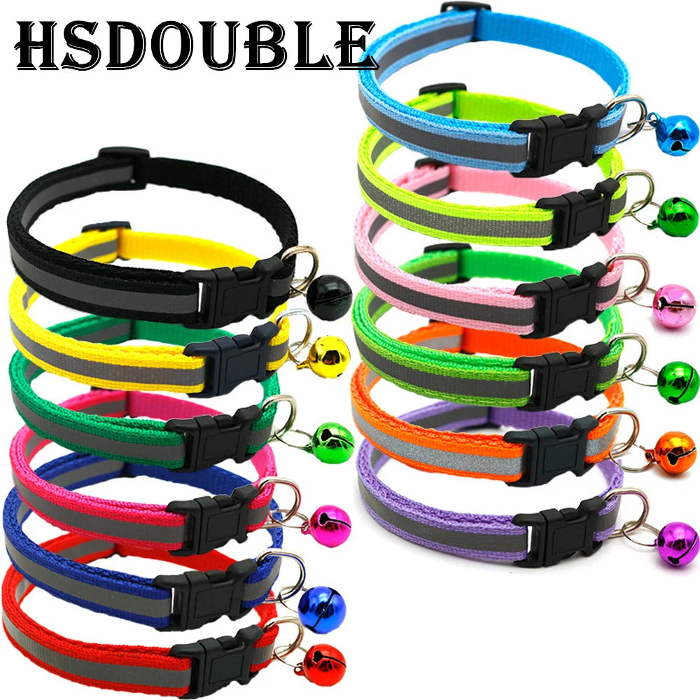Reflective Adjustable Cats And Small Dogs Collars With Bells (2Pcs/Pack 12 )
