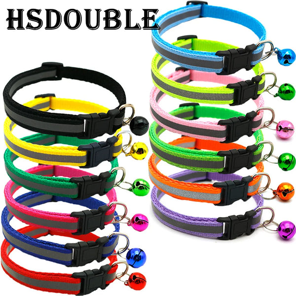 Reflective Adjustable Cats And Small Dogs Collars With Bells (2Pcs/Pack 12 )