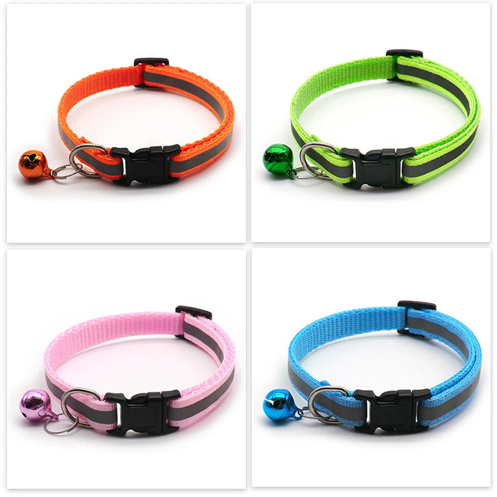 Reflective Adjustable Cats And Small Dogs Collars With Bells (2Pcs/Pack 12 )