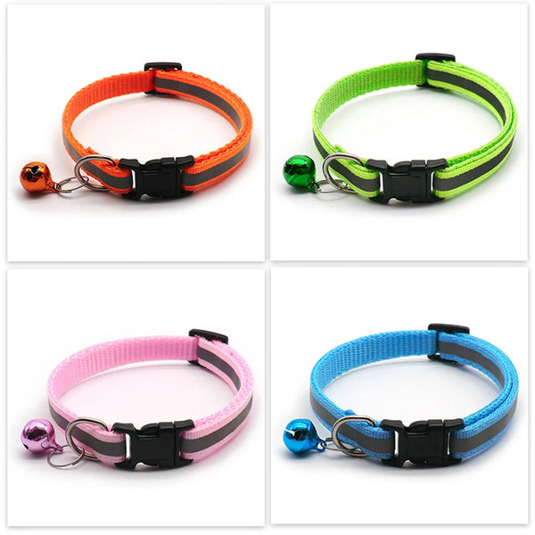 Reflective Adjustable Cats And Small Dogs Collars With Bells (2Pcs/Pack 12 )