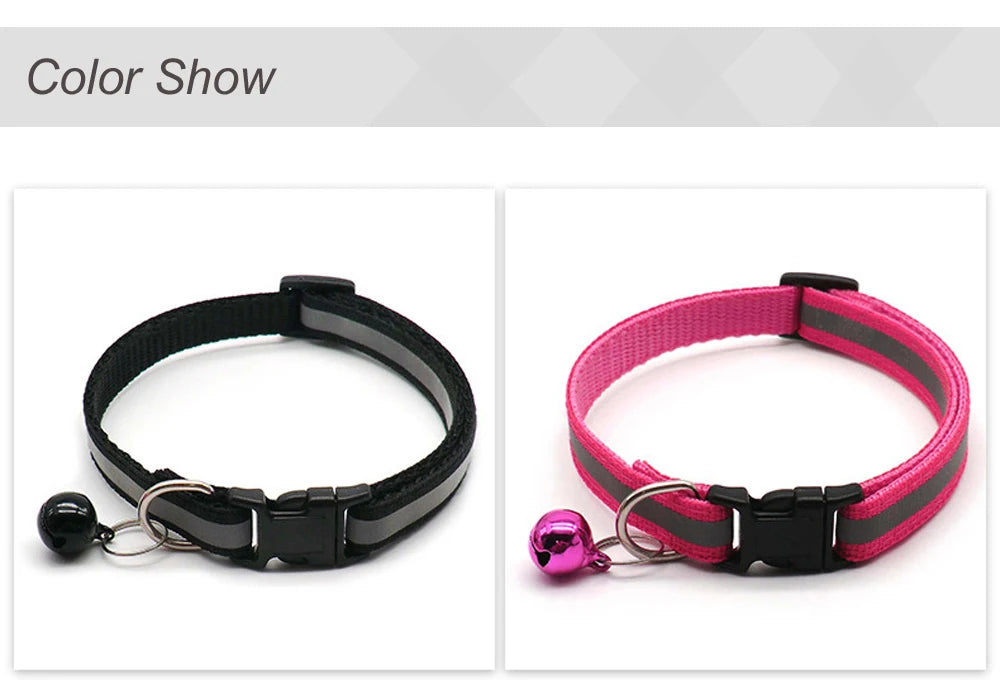 Reflective Adjustable Cats And Small Dogs Collars With Bells (2Pcs/Pack 12 )