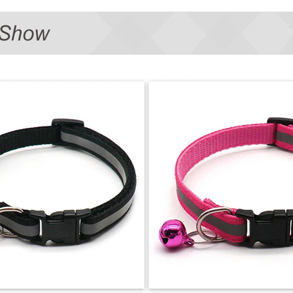 Reflective Adjustable Cats And Small Dogs Collars With Bells (2Pcs/Pack 12 )