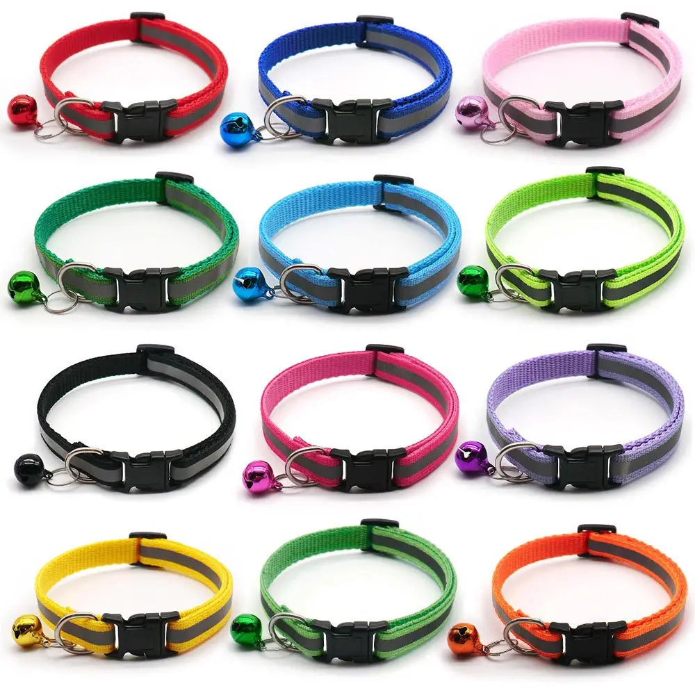 Reflective Adjustable Cats And Small Dogs Collars With Bells (2Pcs/Pack 12 )