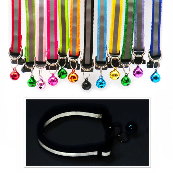 Reflective Adjustable Cats And Small Dogs Collars With Bells (2Pcs/Pack 12 )