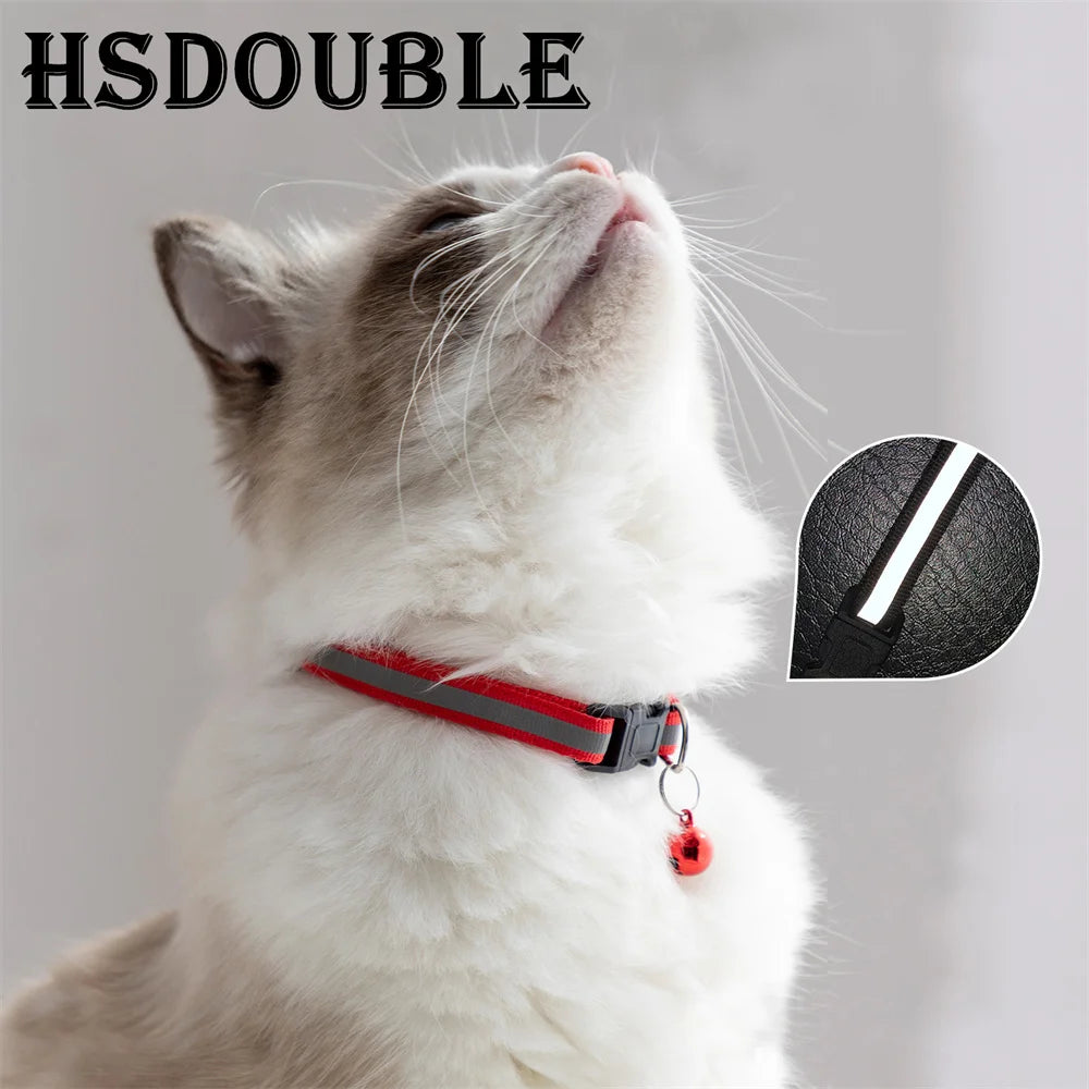Reflective Adjustable Cats And Small Dogs Collars With Bells (2Pcs/Pack 12 )