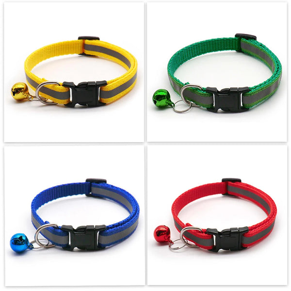 Reflective Adjustable Cats And Small Dogs Collars With Bells (2Pcs/Pack 12 )