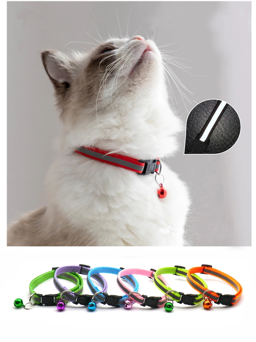 Reflective Adjustable Cats And Small Dogs Collars With Bells (2Pcs/Pack 12 )