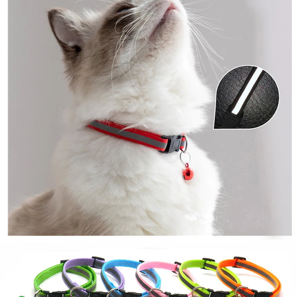 Reflective Adjustable Cats And Small Dogs Collars With Bells (2Pcs/Pack 12 )