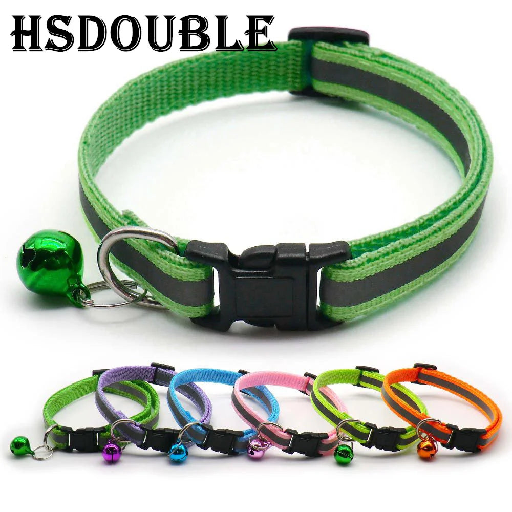 Reflective Adjustable Cats And Small Dogs Collars With Bells (2Pcs/Pack 12 )