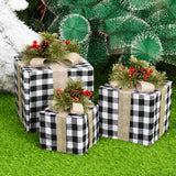 3Pcs/Set Christmas Decoration Gift Box Christmas Tree Ornaments Luminous Iron Art Home Outdoor Christmas Decorations Mall