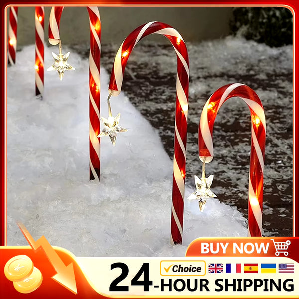 8Pcs Solar Christmas Candy Cane Light ( Outdoor Waterproof Christmas Light LED)