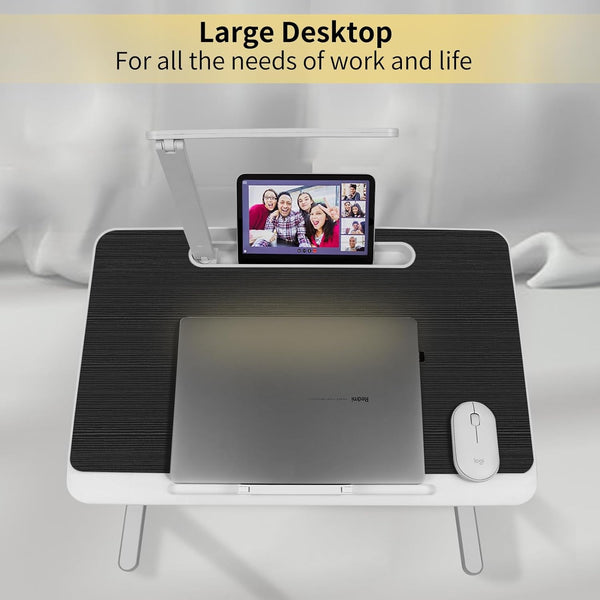 Lap Desk for Laptop with LED Light and Drawer, Adjustable Stand for Bed, Sofa, Study, Reading