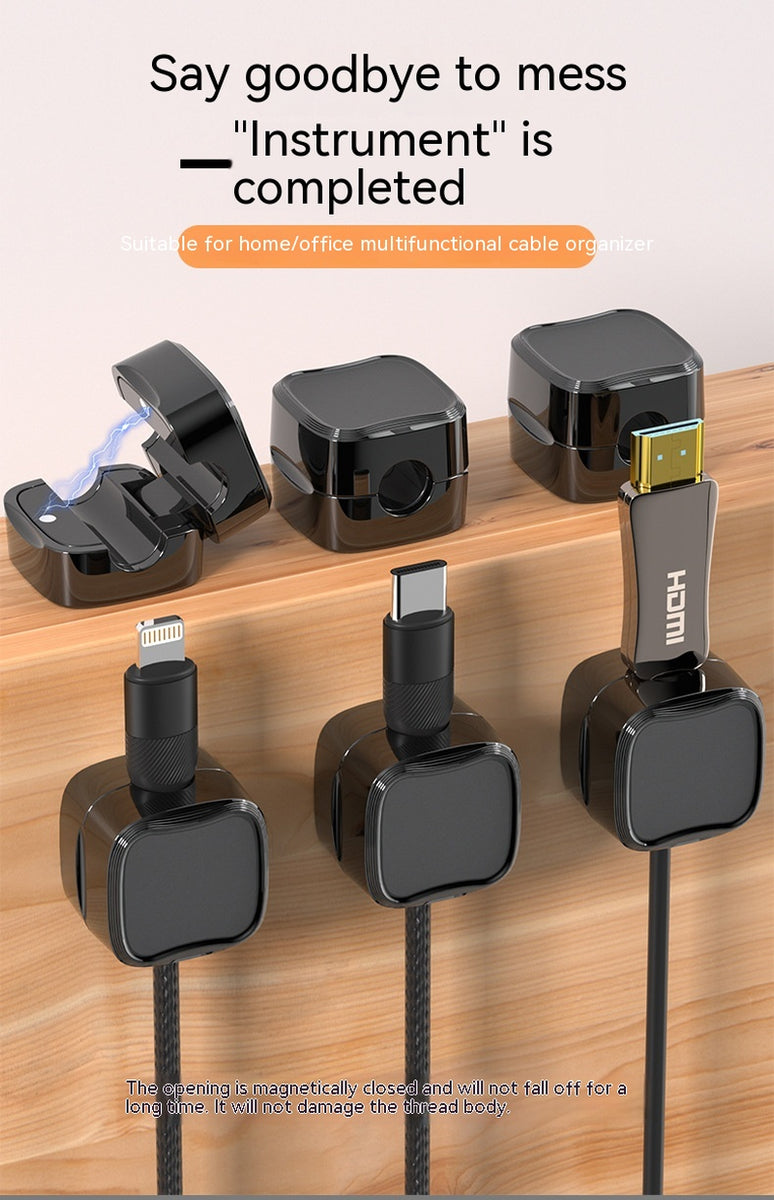 Magnetic Cable Clip under Desk Cable Management Adjustable Cord Holder Wire Organizer and Cable Management Wire Keeper