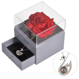 Gifts for Girlfriend Unfade Flower Eternal Rose Jewelry Box 100 Languages I Love You Necklace Wedding Valentines Gift for Women