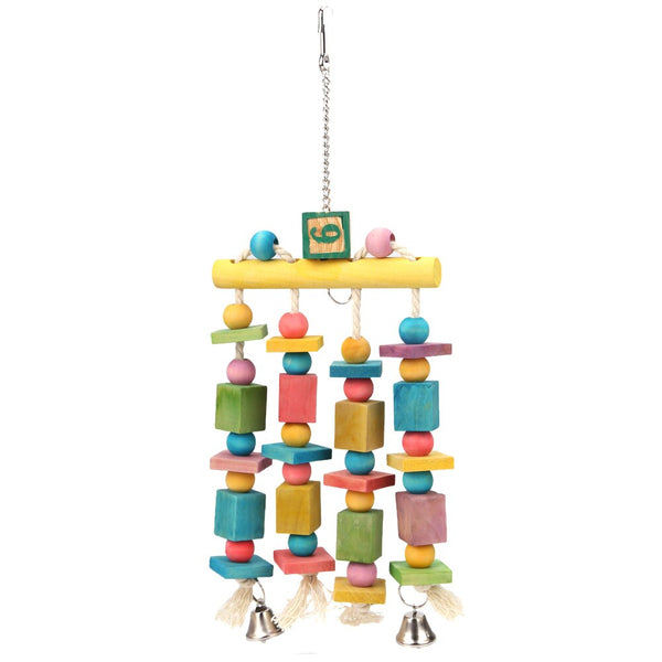 Parrot Toys Macaw Hanging Acrylic with Bells Bites Chew on Cages Cockatoo Stand Rack Swing Bird Toy Pet Product