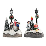 Christmas Scene Village House Snowmen Lighted Christmas Miniature Christmas Village Set for Gift Christmas Decor Micro Landscape