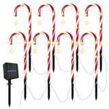 8Pcs Solar Christmas Candy Cane Light ( Outdoor Waterproof Christmas Light LED)