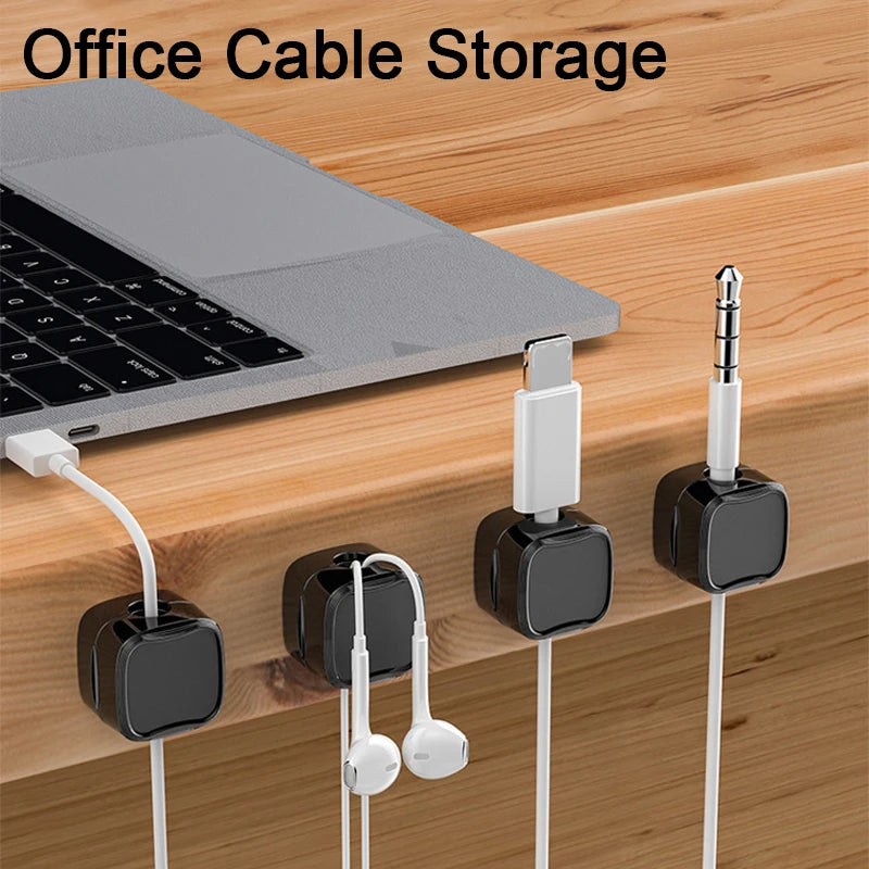 Magnetic Cable Clip under Desk Cable Management Adjustable Cord Holder Wire Organizer and Cable Management Wire Keeper