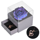 Gifts for Girlfriend Unfade Flower Eternal Rose Jewelry Box 100 Languages I Love You Necklace Wedding Valentines Gift for Women