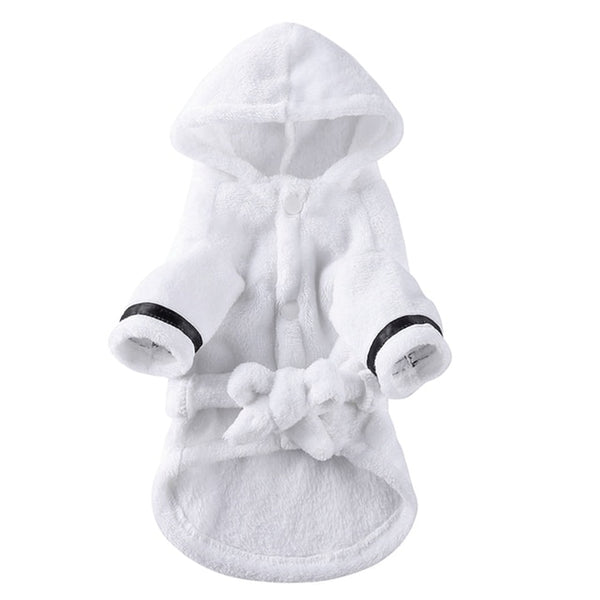 Soft Quick Drying Pet Pajama with Hood Thickened Luxury Soft Cotton Hooded Bathrobe Super Absorbent Dog Bath Towel Pet Nightwear