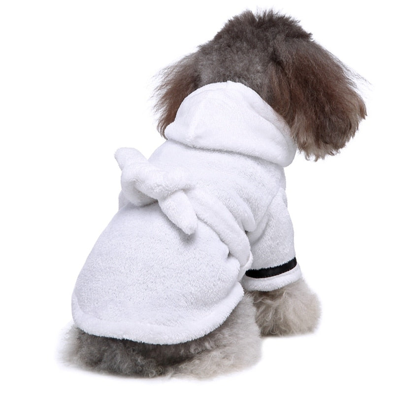 Soft Quick Drying Pet Pajama with Hood Thickened Luxury Soft Cotton Hooded Bathrobe Super Absorbent Dog Bath Towel Pet Nightwear